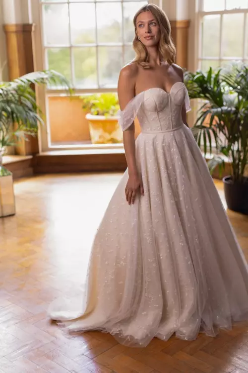 Delilah Spot Tulle Bodice Look Wedding Dress Brighton Belle